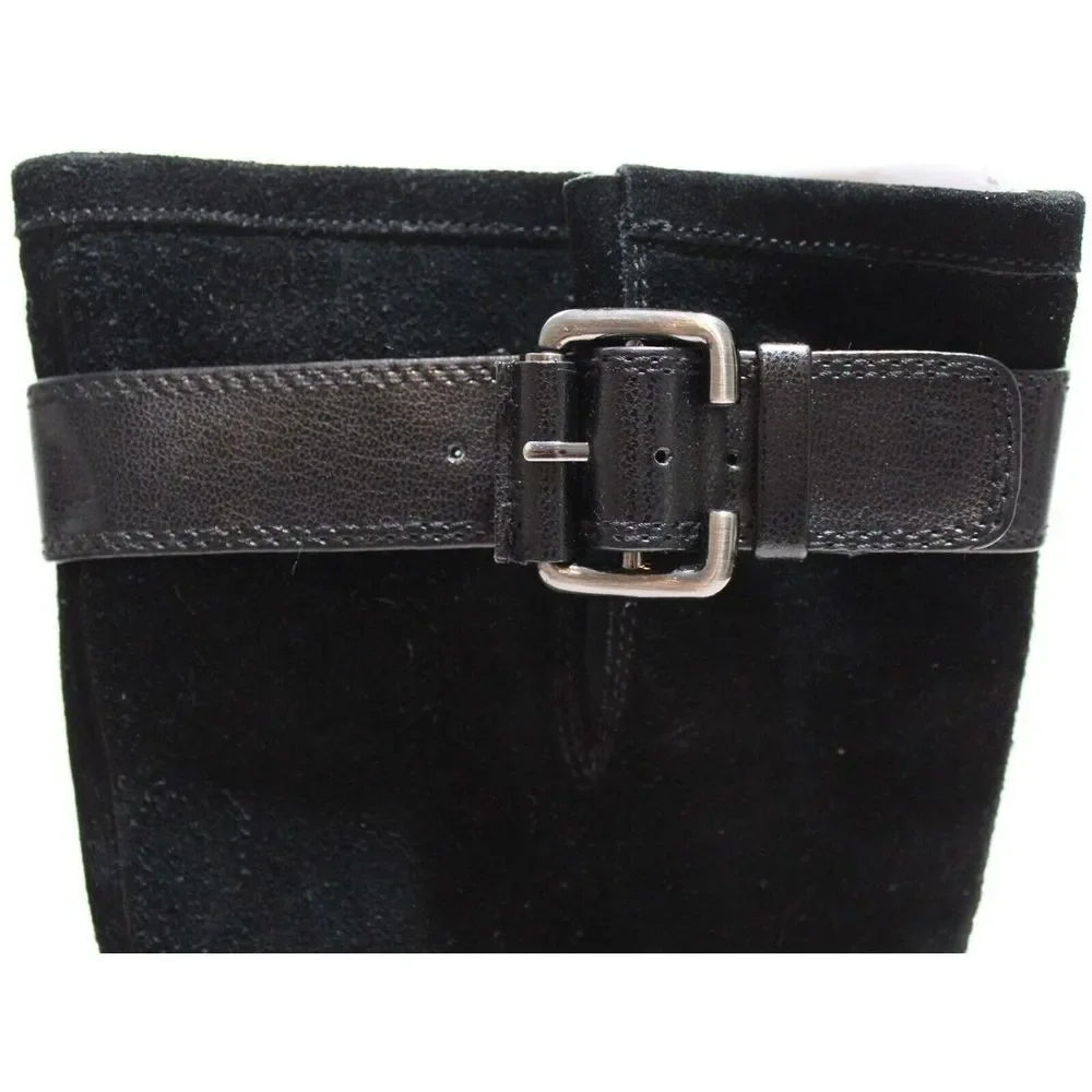 White Mountain Fawn Black Suede Mid-Calf Boots 6 M